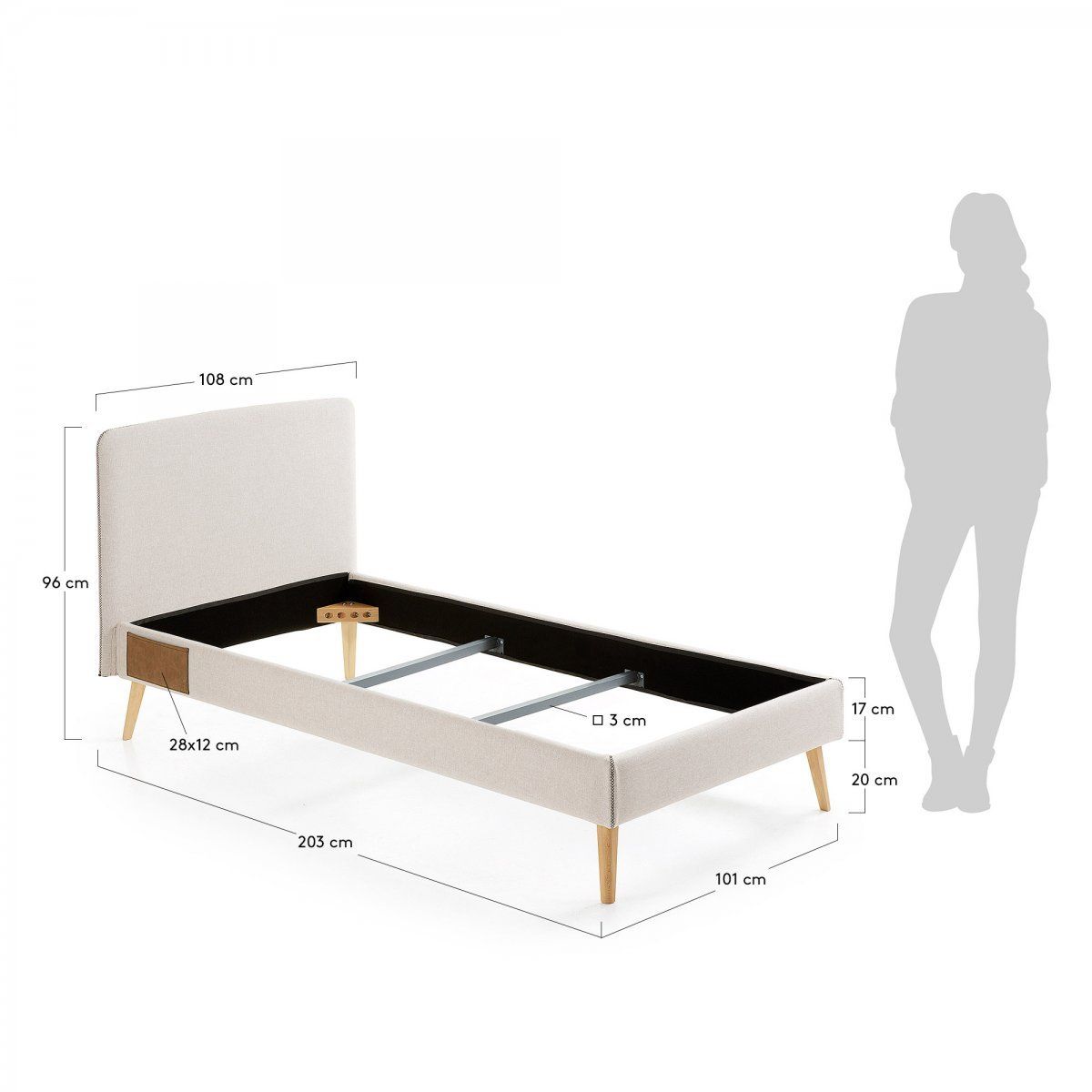 Кровать La Forma Lydia 90х190 светло-бежевая