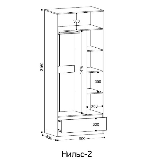 Шкаф для одежды с ящиком Нильс 2