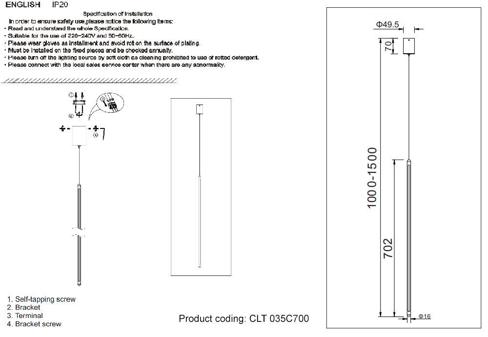 Подвесной светильник Crystal Lux CLT 035C700 BL