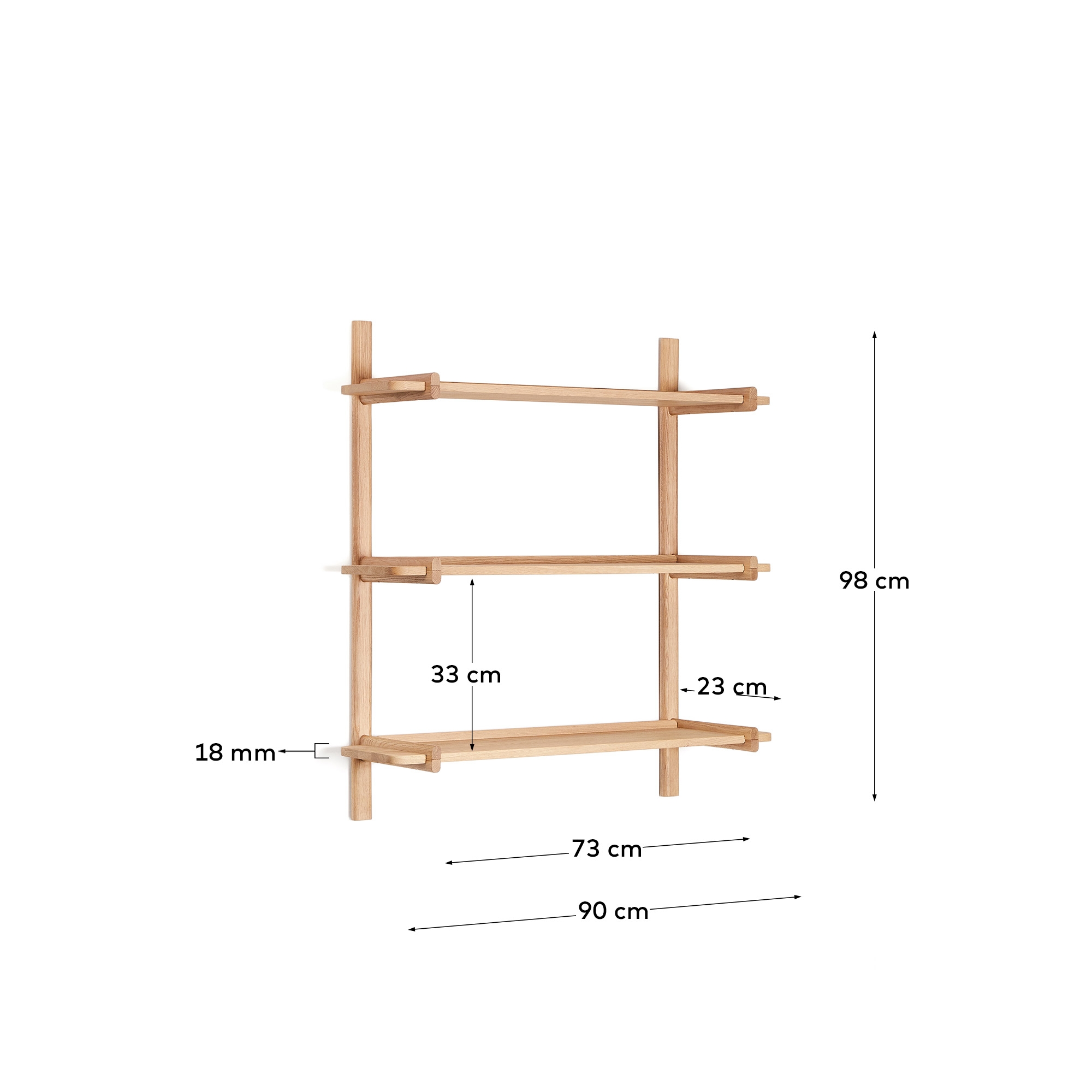 Модульный стеллаж La forma Sitra 3 полки массив дуба натуральная отделка 90 см 191664