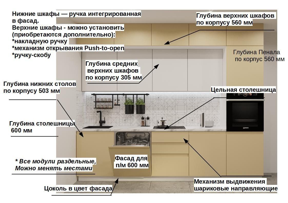 Кухонный гарнитур Стамбул / Тальк Лайн 3000 до потолка (арт.52)