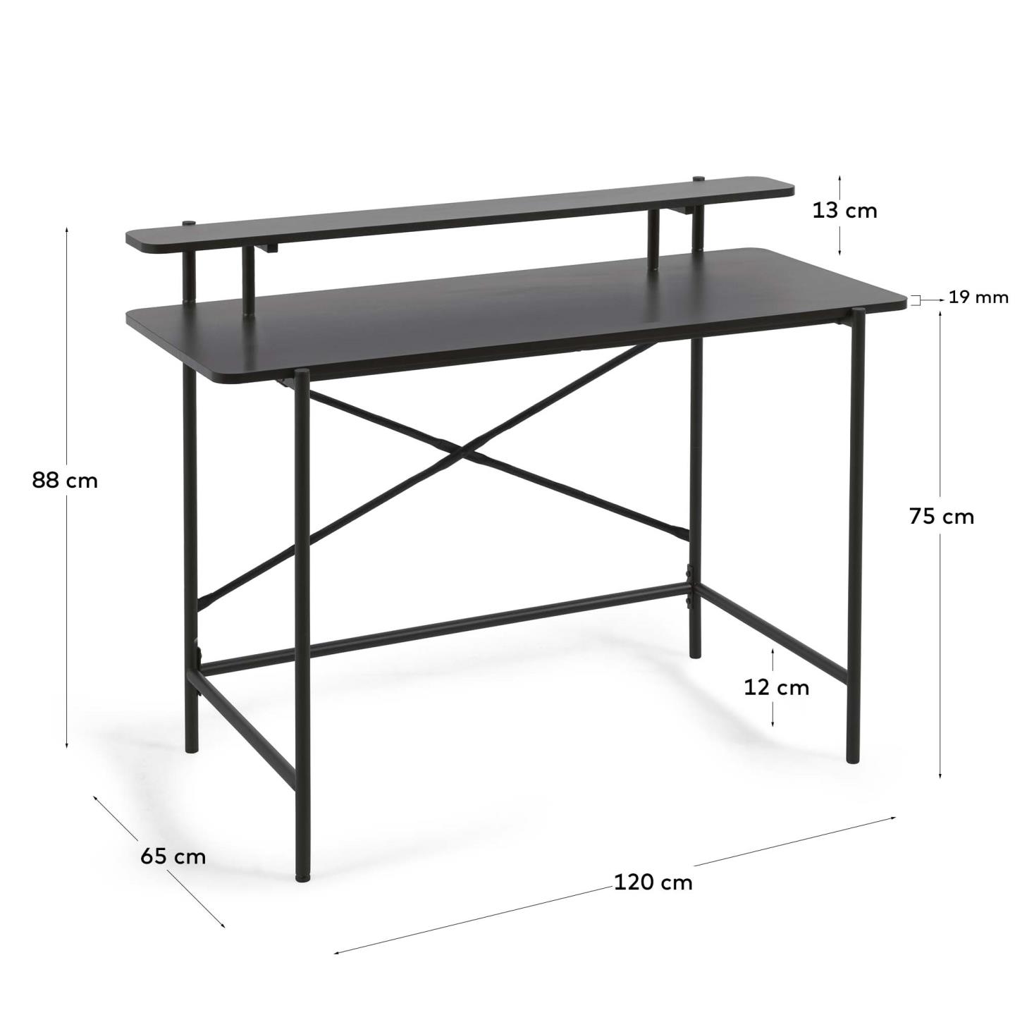 Письменный стол La Forma Galatia черный 120 x 60 см