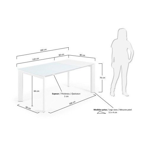 Обеденный стол La Forma Atta 180х80 стеклянный белый