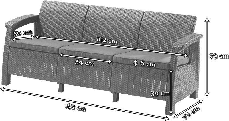 Диван трехместный CORFU Love Seat Max Коричневый