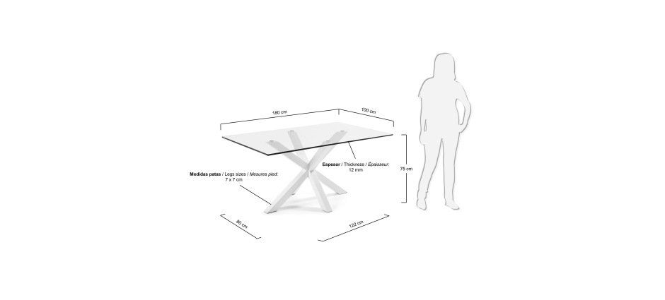 Стеклянный стол La Forma Arya 180х100