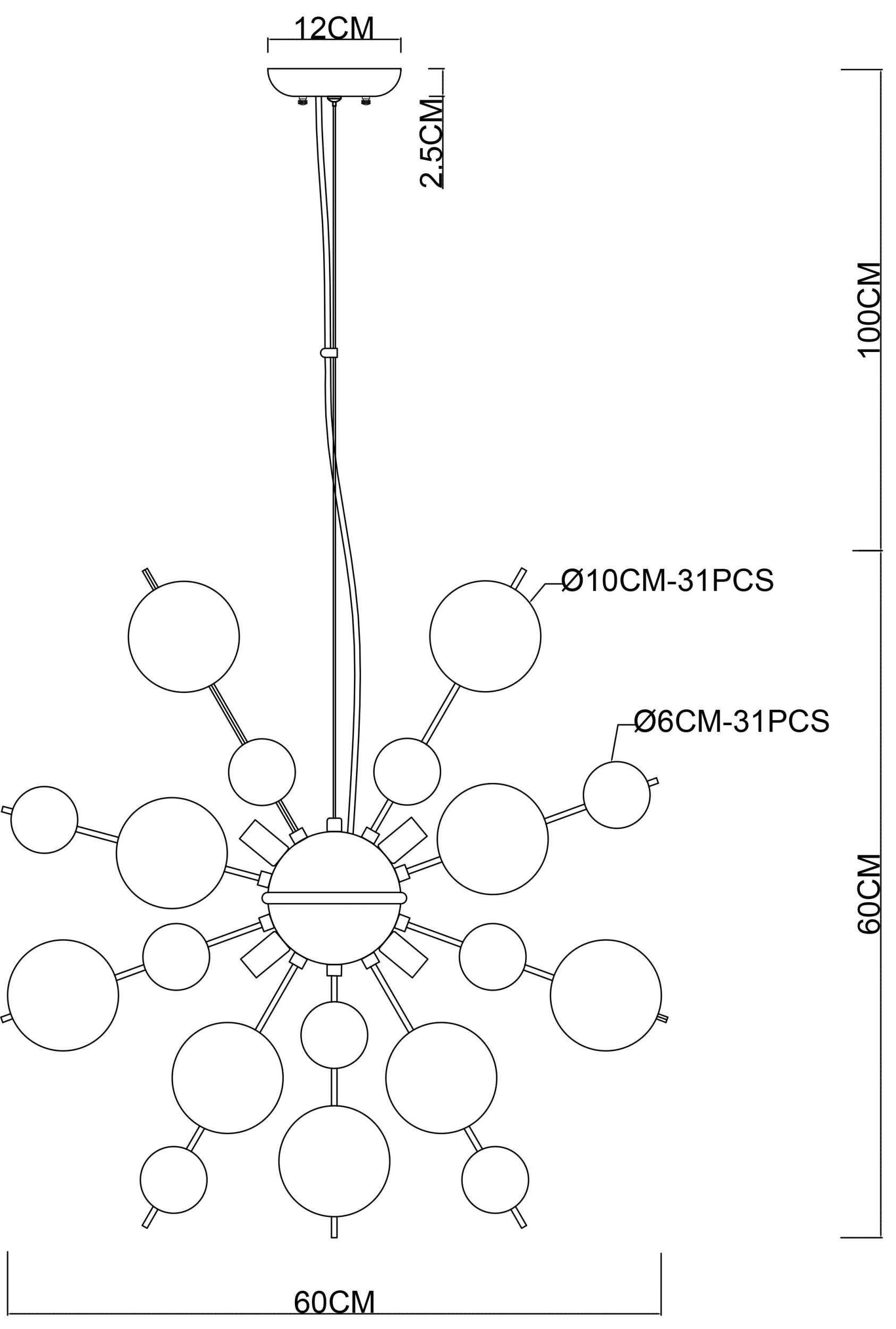 Светильник подвесной Arte Lamp molecule A8313SP-9CC