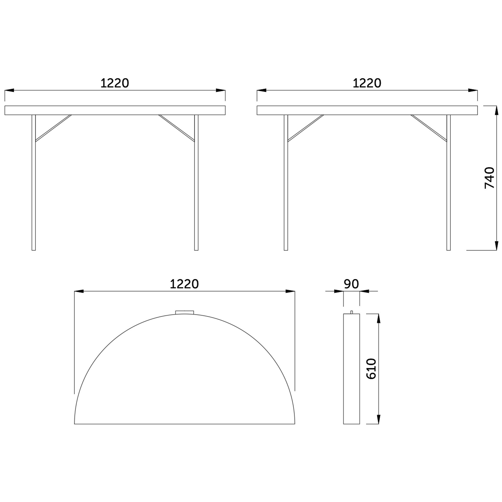 Стол садовый складной белый hdpe-пластик круглый 69988