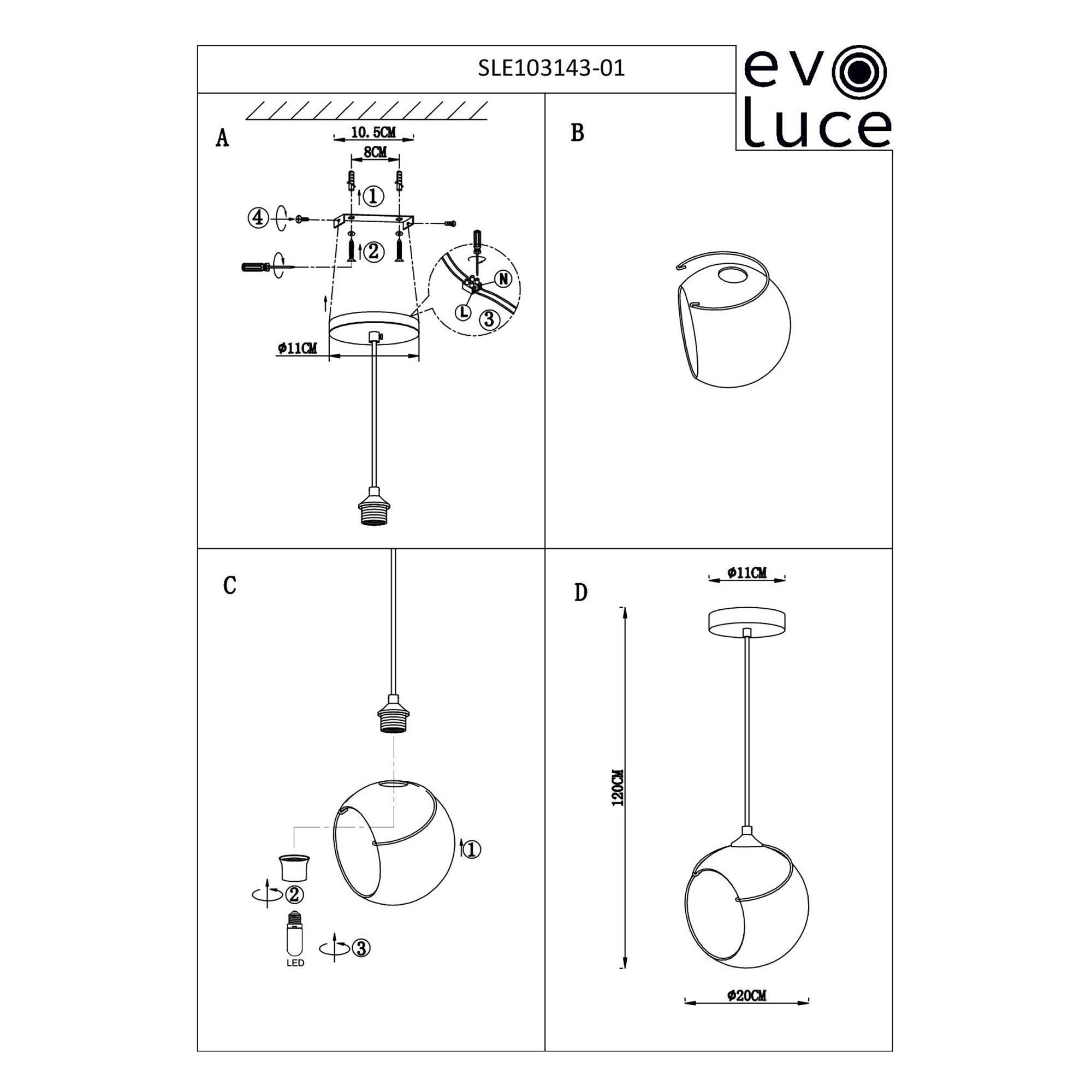 Подвесной светильник EVOLUCE SATTURO SLE103143-01