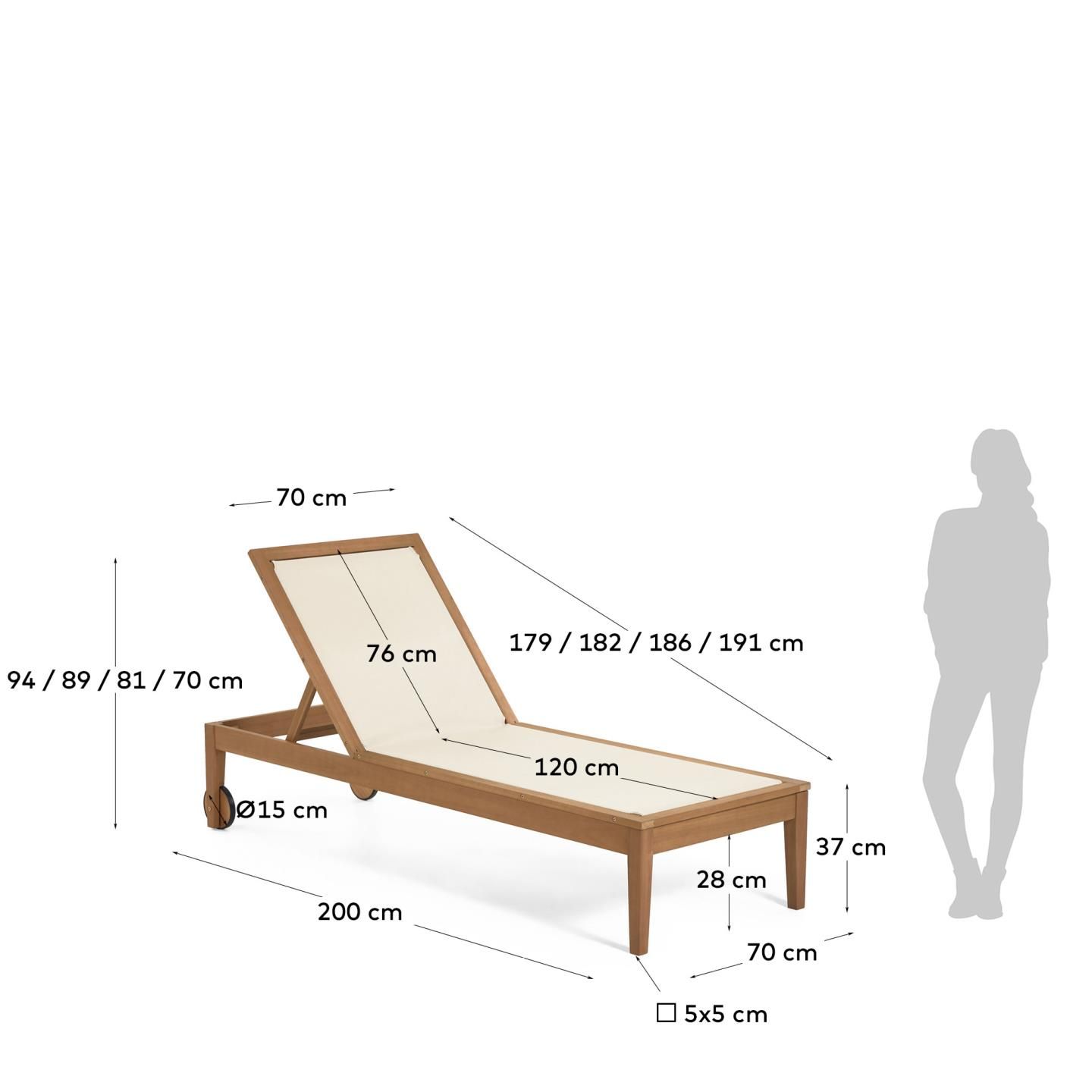 Шезлонг La Forma Caterin из эвкалипта бежевый