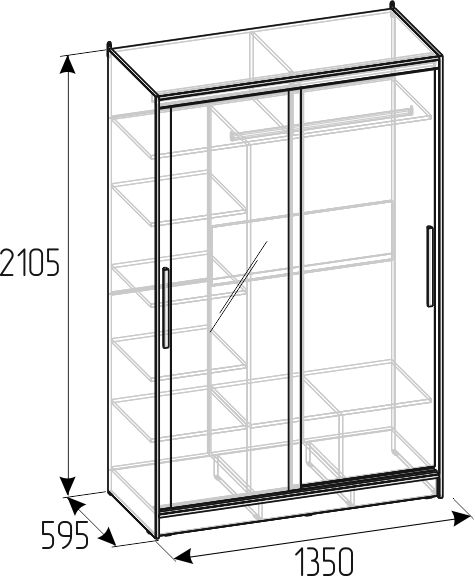 Шкаф-купе Strike 1350 с зеркалом Atelier светлый