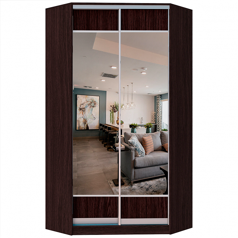 Шкаф-купе угловой с зеркальными вставками (гл.1103) Аллоджио Хит-у-23-4-44 Венге