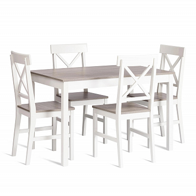 Стол и стулья (комплект) Хадсон Hudson Dining Set (mod.0104) White (Белый) / Grey (серый)